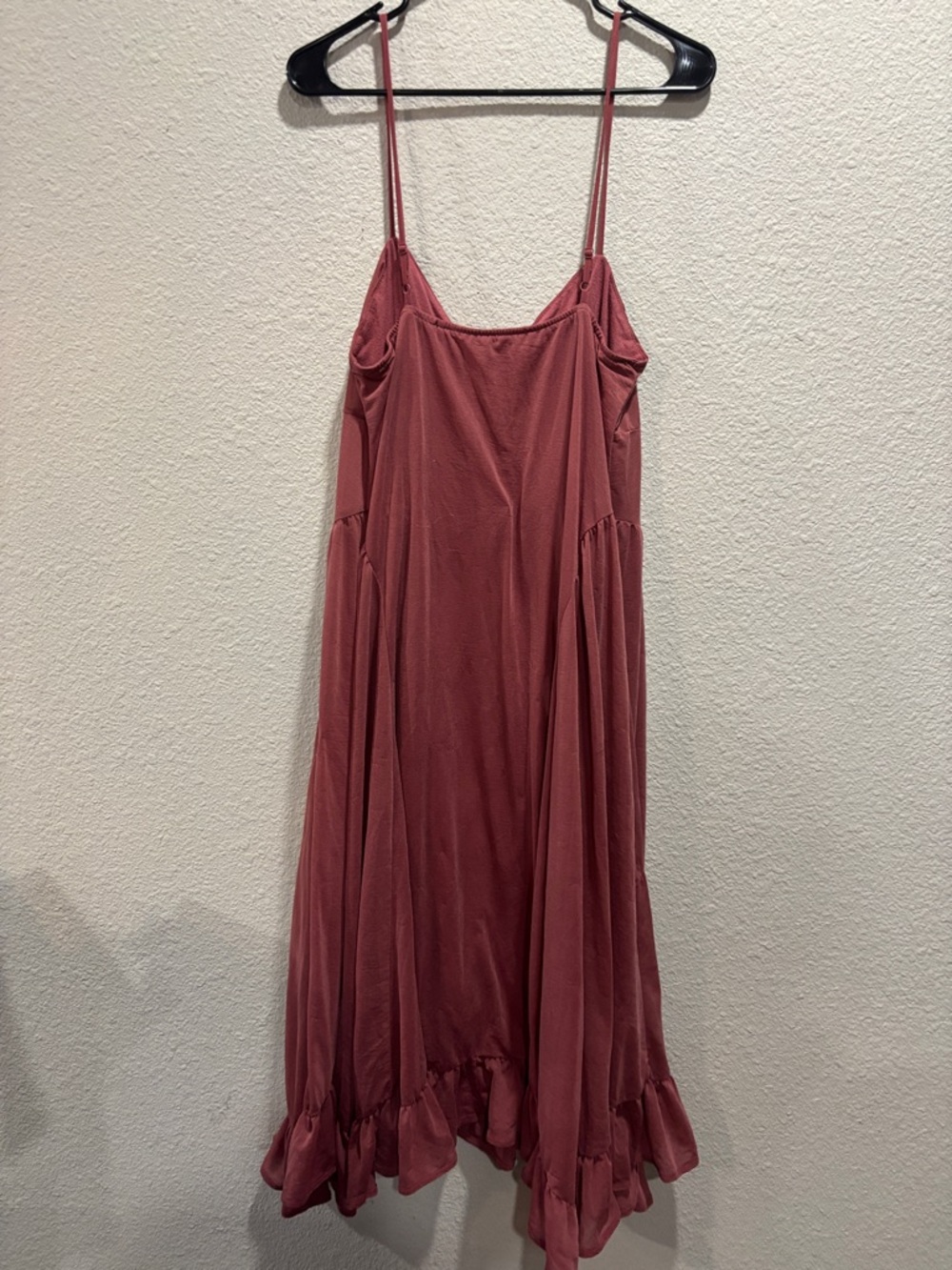 Ruffle-Hem Slip Midi Dress in Dusty Rose - Picture 3 of 3